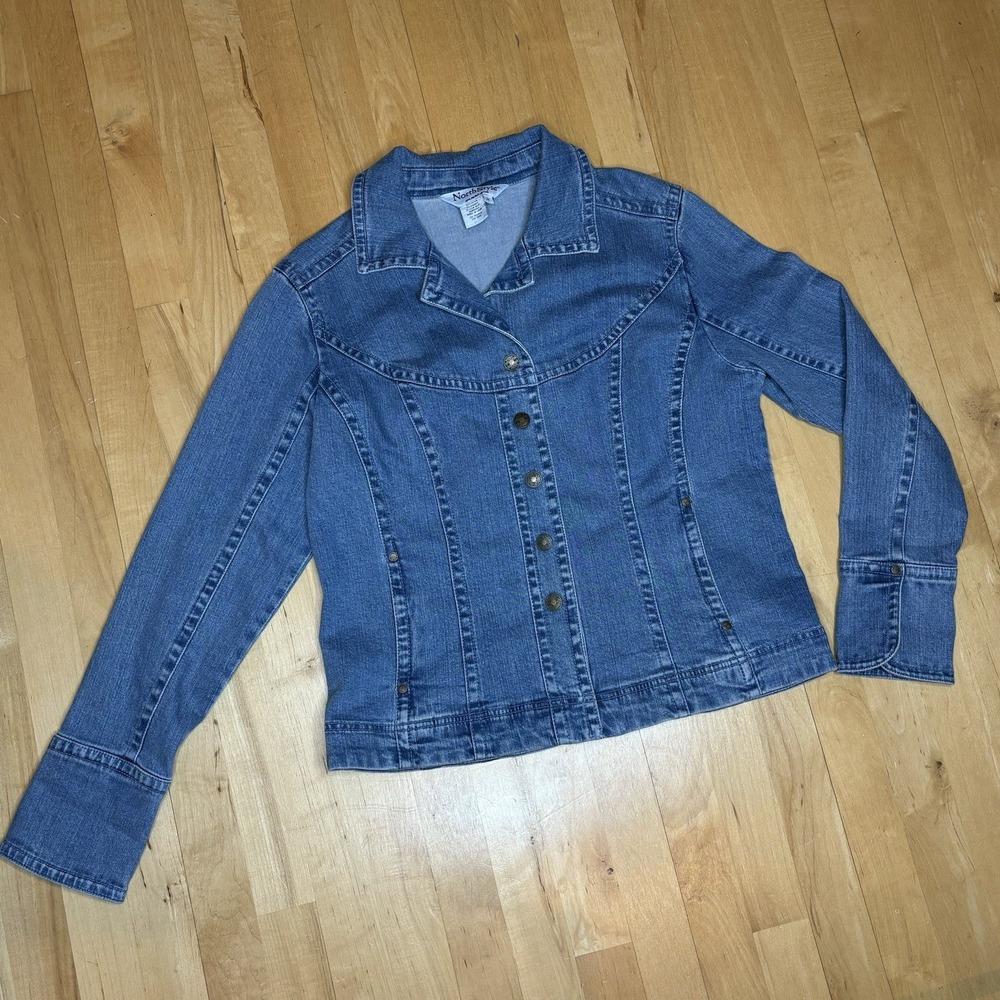 Vintage NorthStyle Denim Jean Jacket Medium Chore Coat Boho Retro Western Preppy